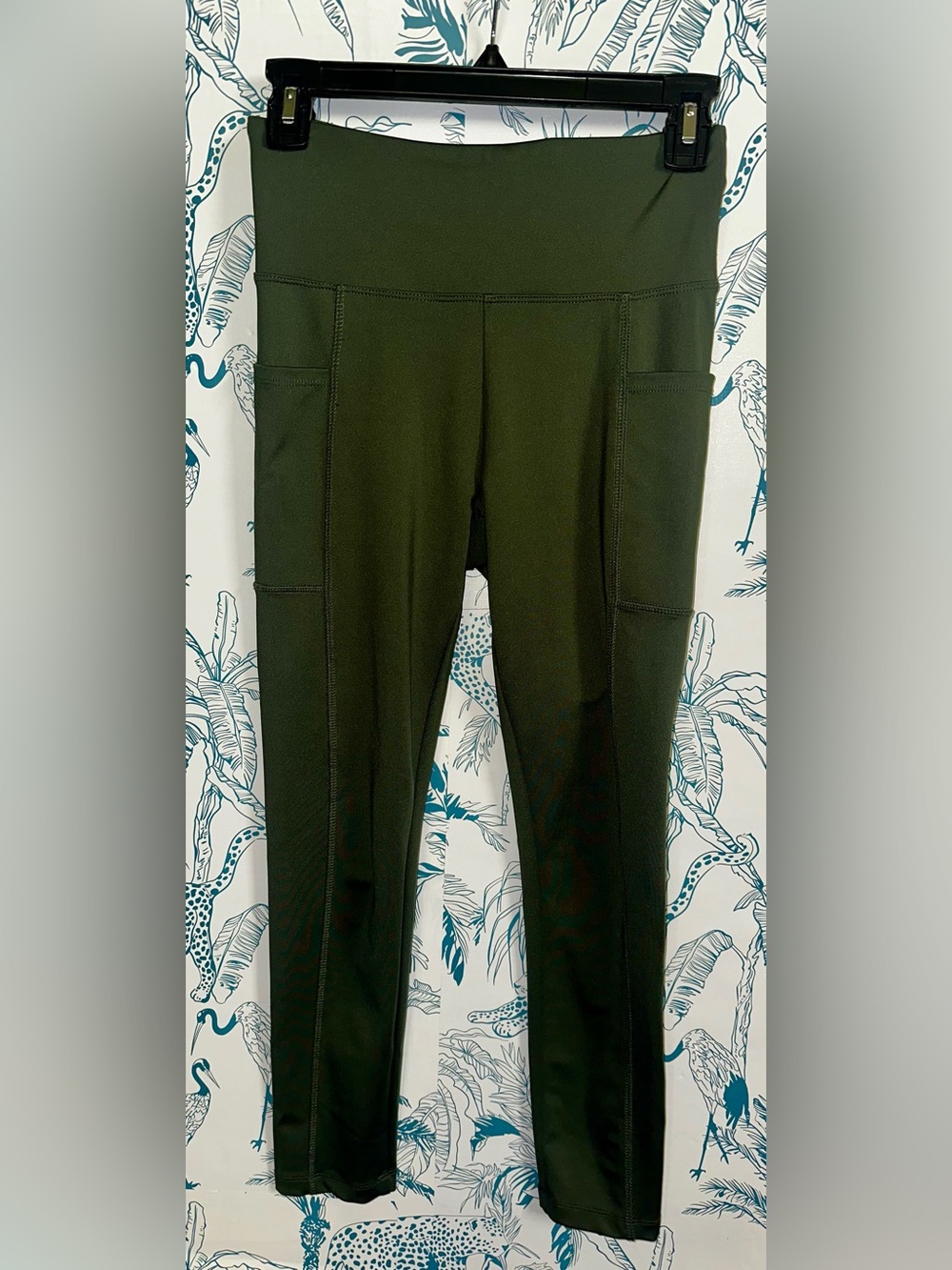 Bally Olive Green High-Waist Leggings with Side Pockets